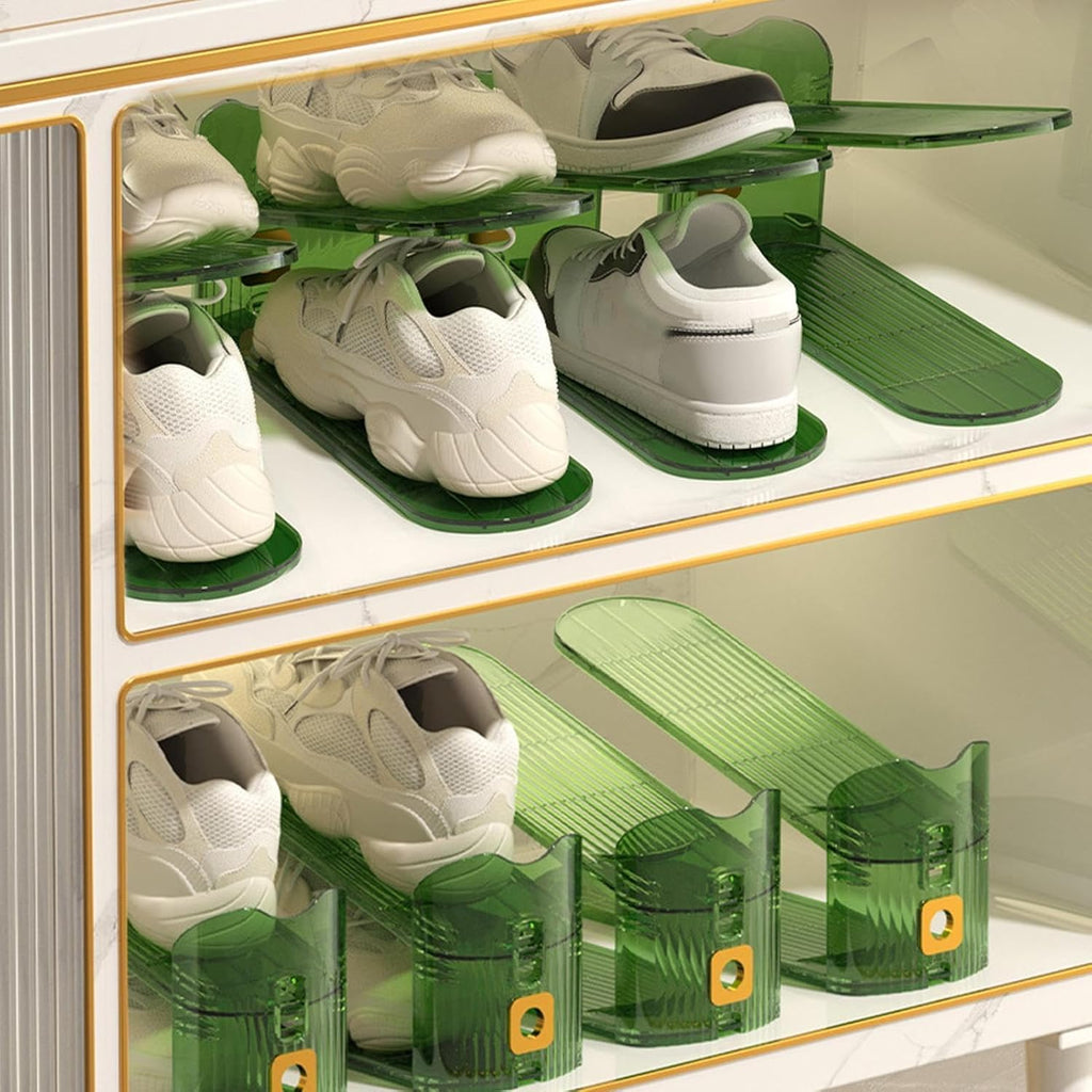 Adjustable Double-Layer Shoe Slot Organizer – Space-Saving Shoe Rack with Non-Slip Design for Sneakers, Heels, Flats, and More
