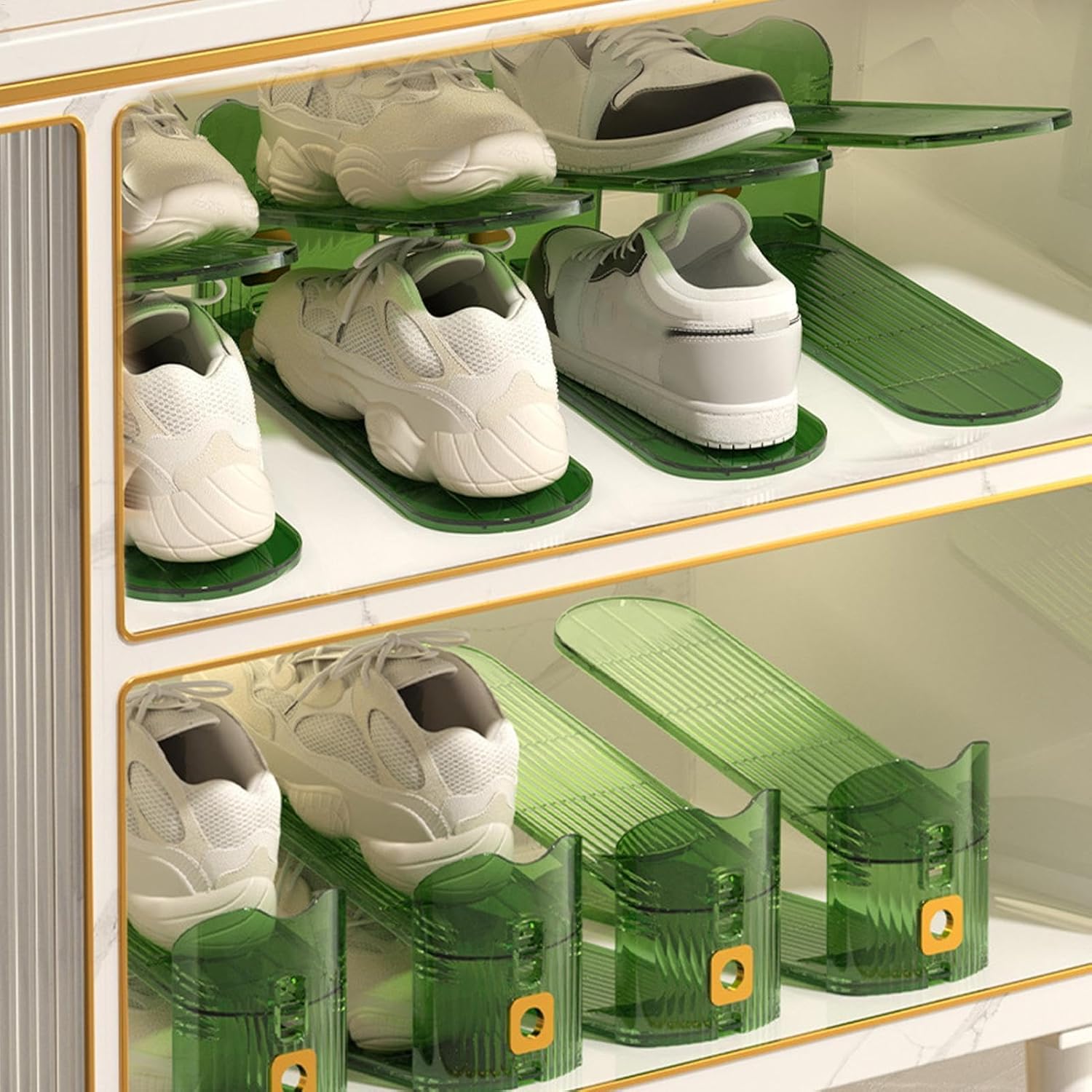 Adjustable Double-Layer Shoe Slot Organizer – Space-Saving Shoe Rack with Non-Slip Design for Sneakers, Heels, Flats, and More