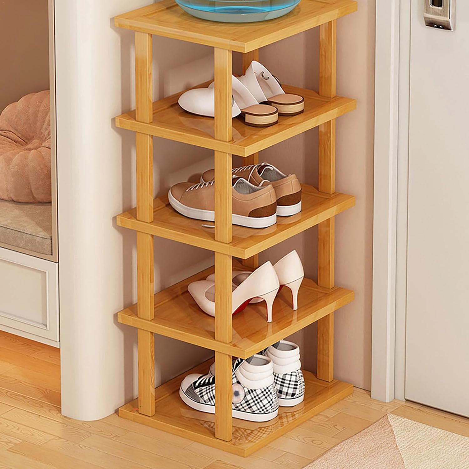 5-Tier Wooden Storage Rack – Multipurpose Shoe Organizer, Bookshelf, and Display Shelf for Entryway, Living Room, or Bedroom