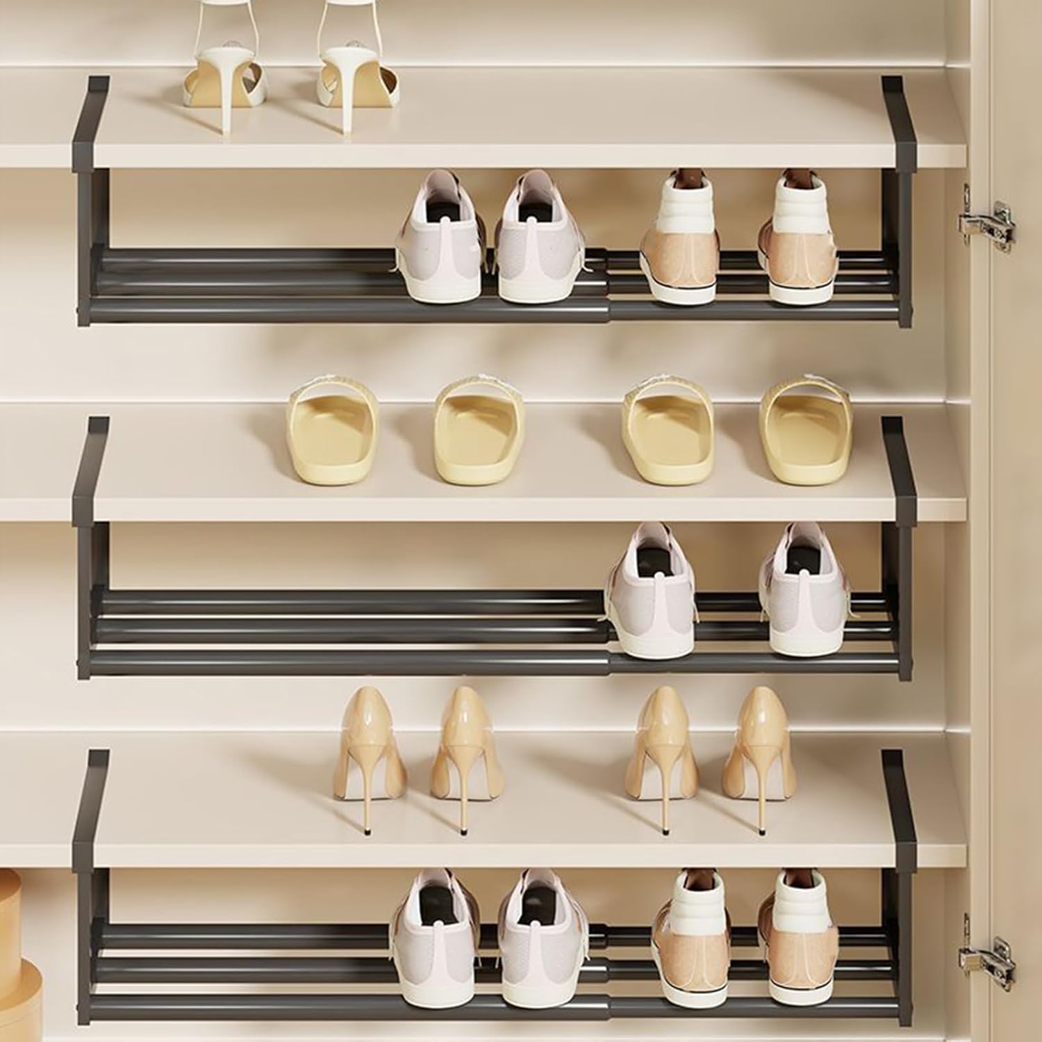 Adjustable Under-Shelf Storage Rack – Expandable Cabinet Organizer  for Kitchen, Bathroom, Closet, or Shoes