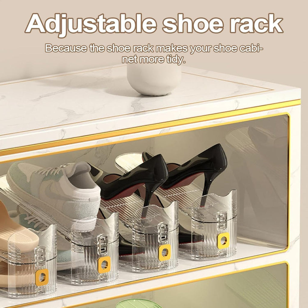 Transparent Adjustable Shoe Organizer Rack | Double Layer Space-Saving Shoe Slot |  Closet & Cabinet Shoe Storage Solution