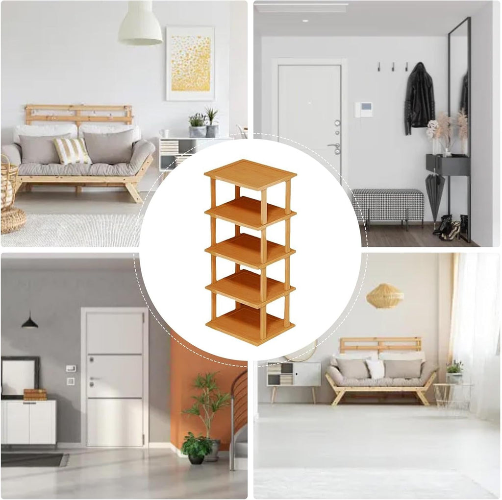 5-Tier Wooden Storage Rack – Multipurpose Shoe Organizer, Bookshelf, and Display Shelf for Entryway, Living Room, or Bedroom