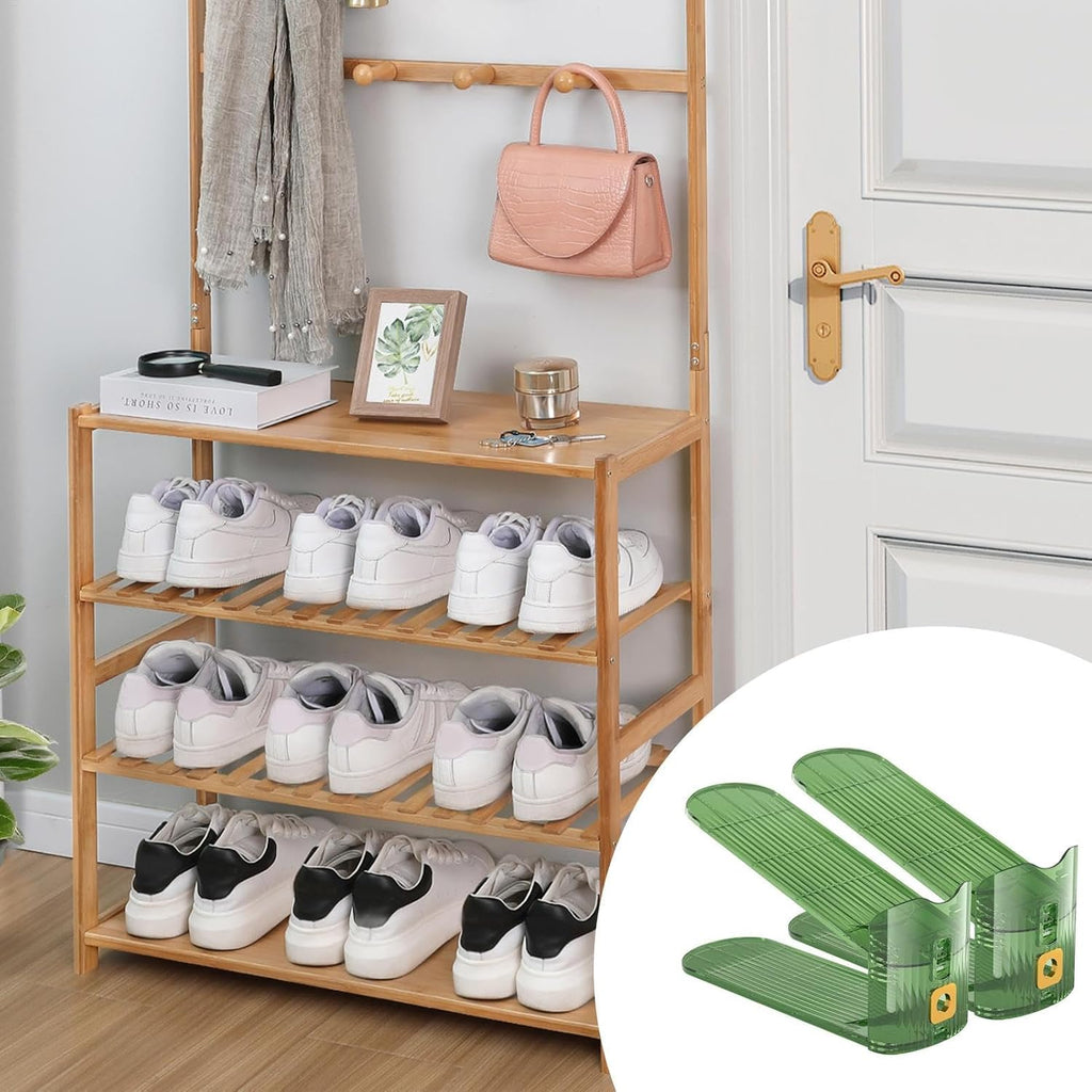 Adjustable Double-Layer Shoe Slot Organizer – Space-Saving Shoe Rack with Non-Slip Design for Sneakers, Heels, Flats, and More