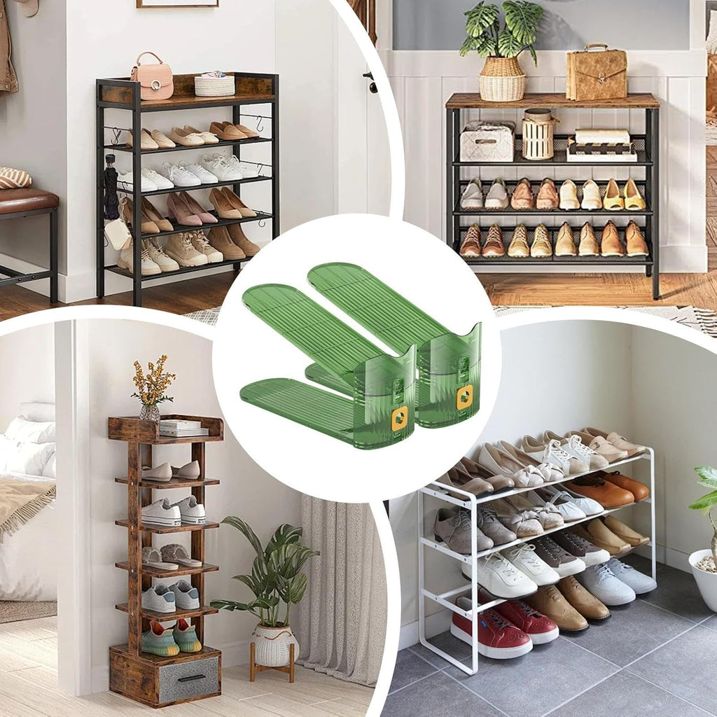 Adjustable Double-Layer Shoe Slot Organizer – Space-Saving Shoe Rack with Non-Slip Design for Sneakers, Heels, Flats, and More